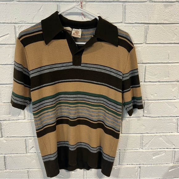 Vintage 70s Alfie California Brown Faux Leather Shacket and Sweater Set Mens L - Picture 10 of 14